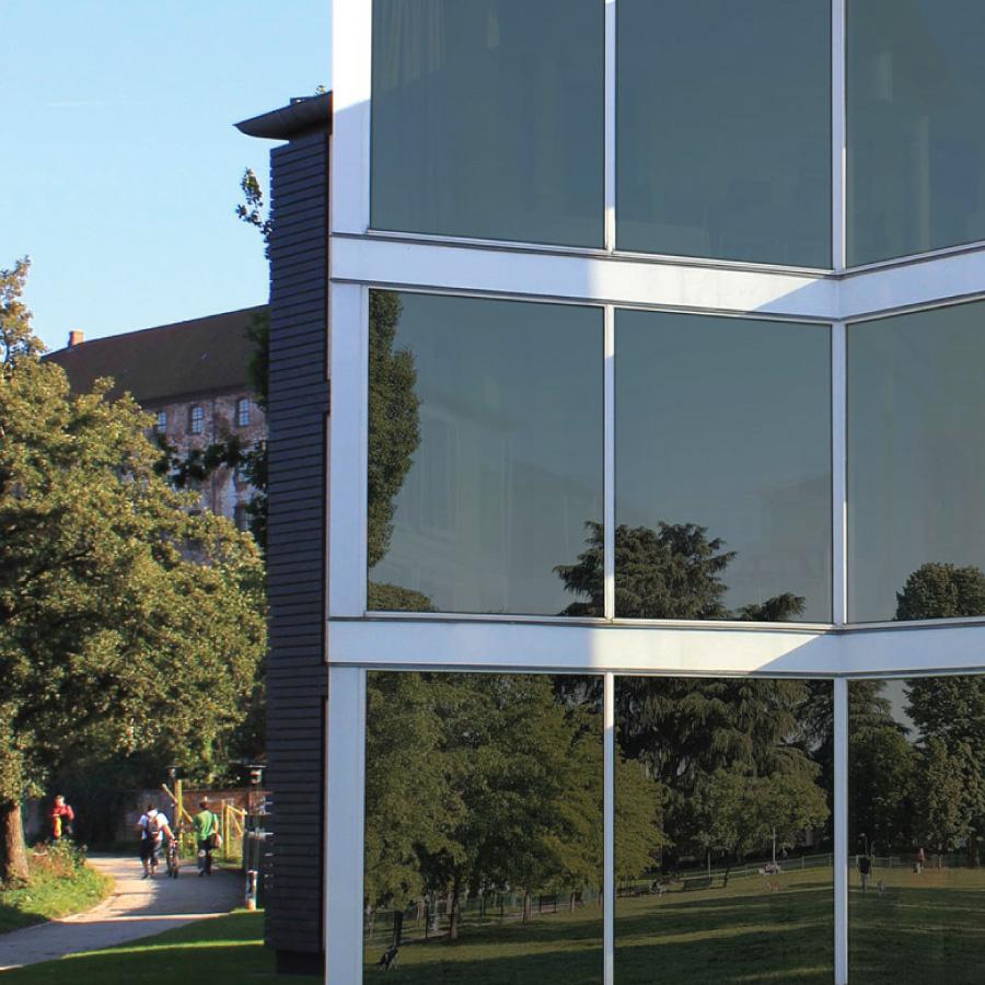 Neutral architectural window film on residential exterior glass